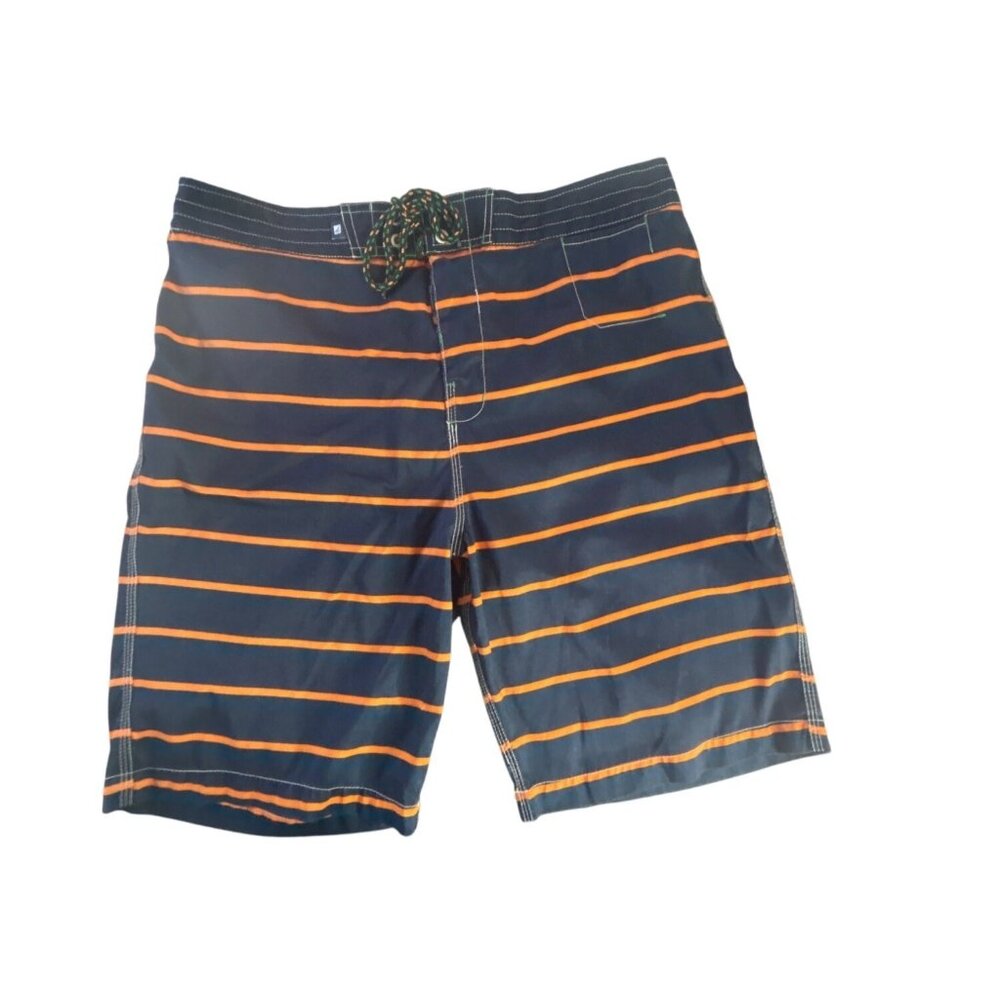 Sperry Men's Navy & Orange Striped Swim Trunks Size 34